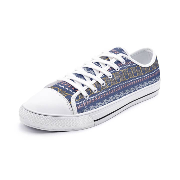Batik Blue Floral - Unisex Low Top Canvas Shoes for wholesale by Oh Pote