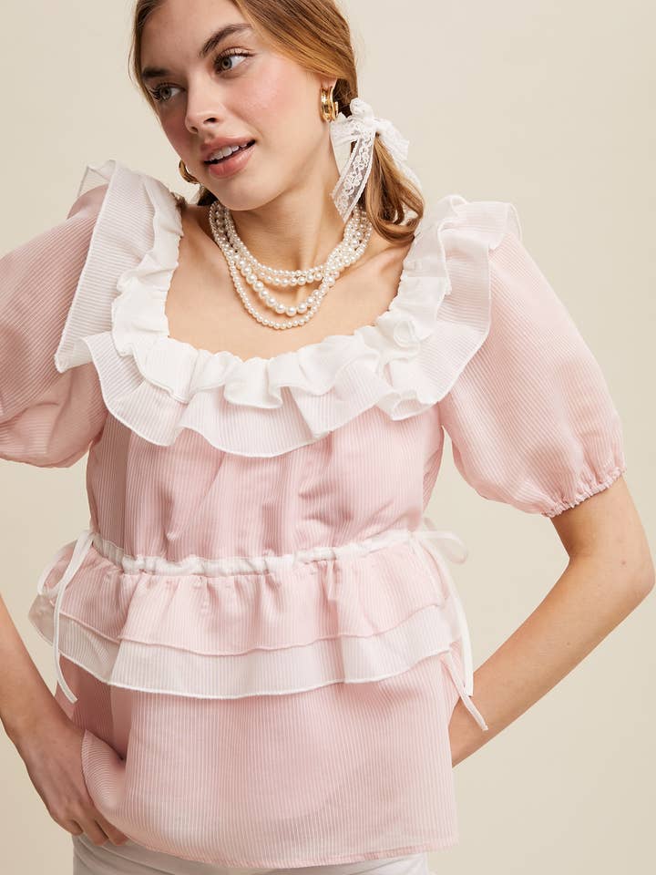 Romantic Ruffle Charm Blouse LT1413 for wholesale by Listicle