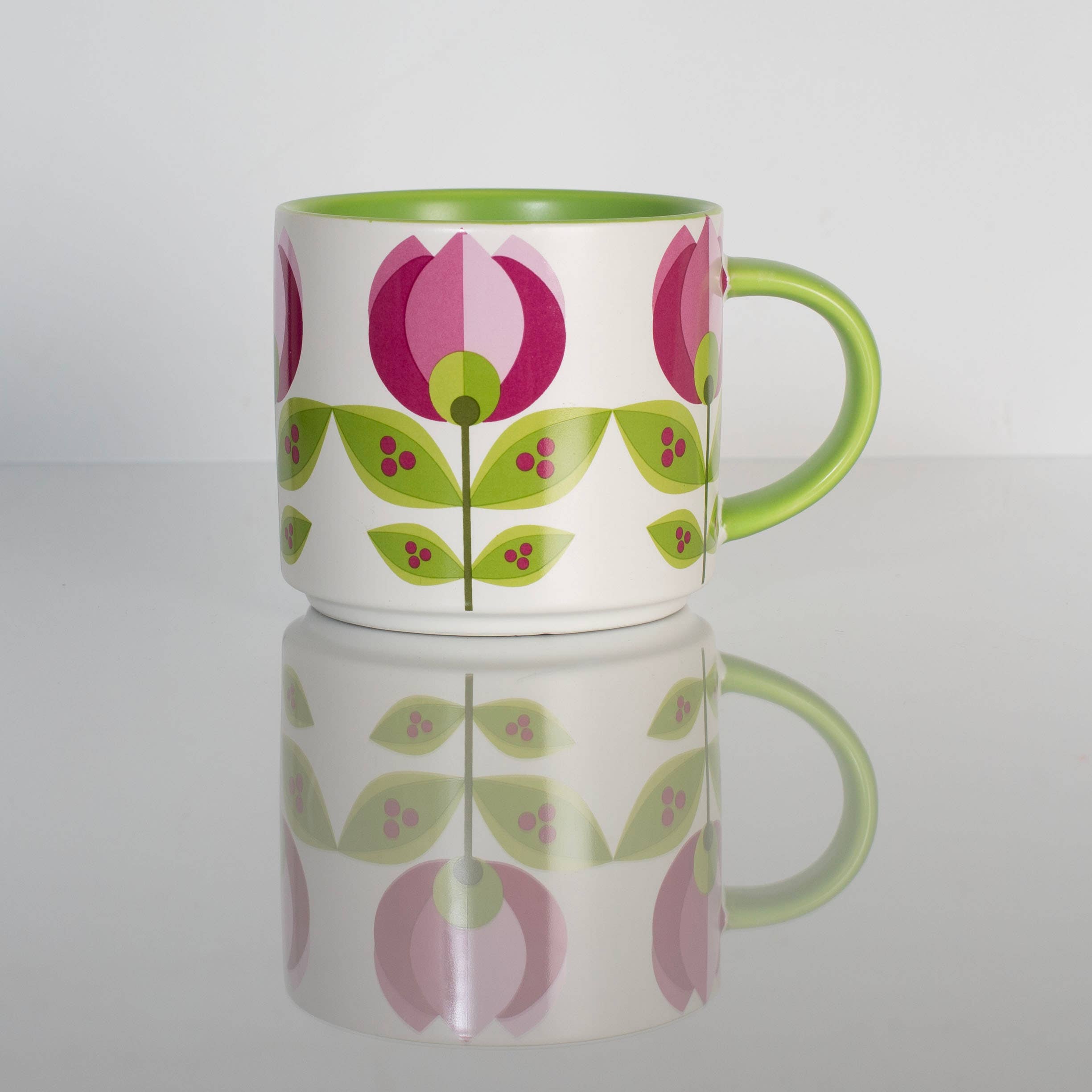 Mod Lounge Paper Company - Wholesale Coffee Mug - Tulip Flower Mid Century Modern Stackable Matte Coffee Mug