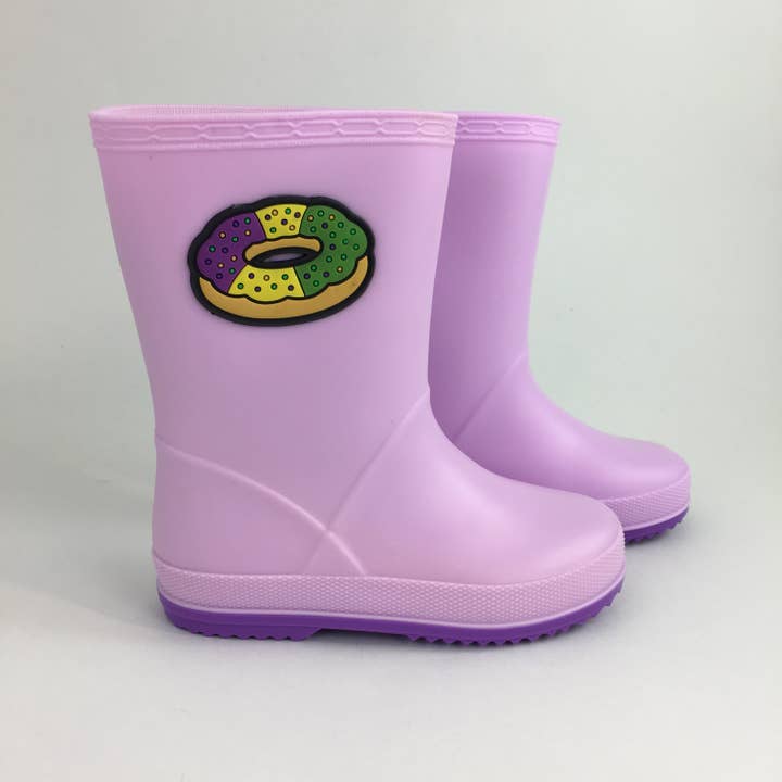 SongLily - Wholesale Rain Boots - Kids - Mardi Gras king cake kids rain boots