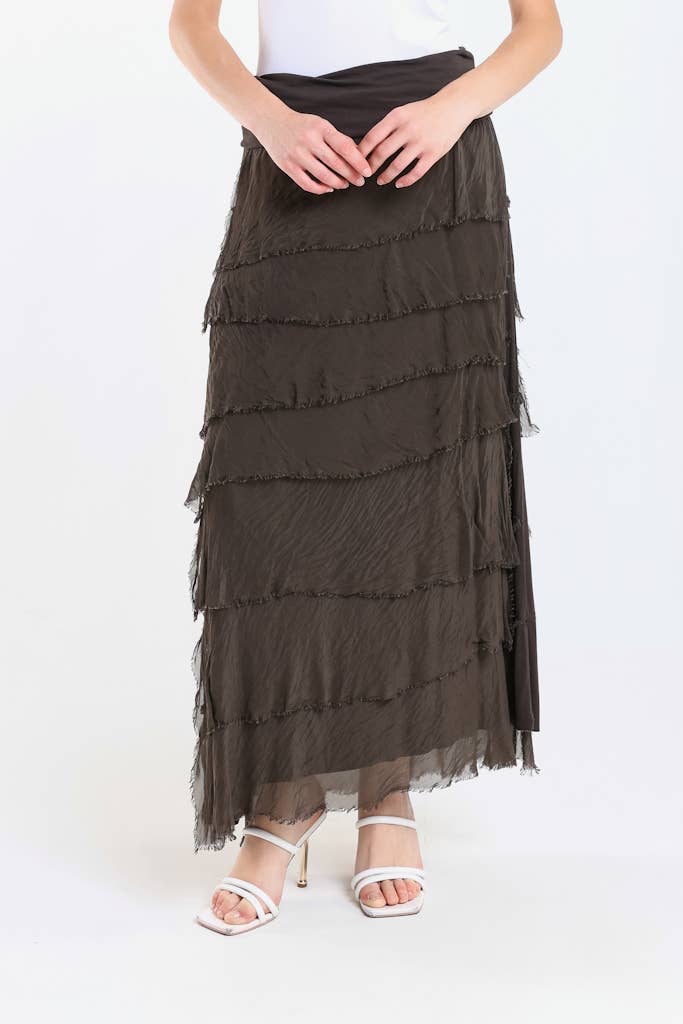 TINA Stephens Italy/Tees By Tina - Wholesale Skirt - Women's - Elisa Silk Ruffle Skirt (SL201)21