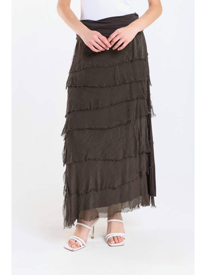 TINA Stephens Italy/Tees By Tina - Wholesale Skirt - Women's - Elisa Silk Ruffle Skirt (SL201)21