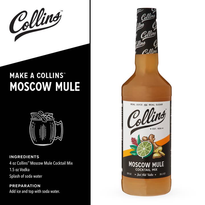 Collins - Wholesale Cocktail Mix/Syrup - Real Sugar Moscow Mule Cocktail Mix 32 oz2
