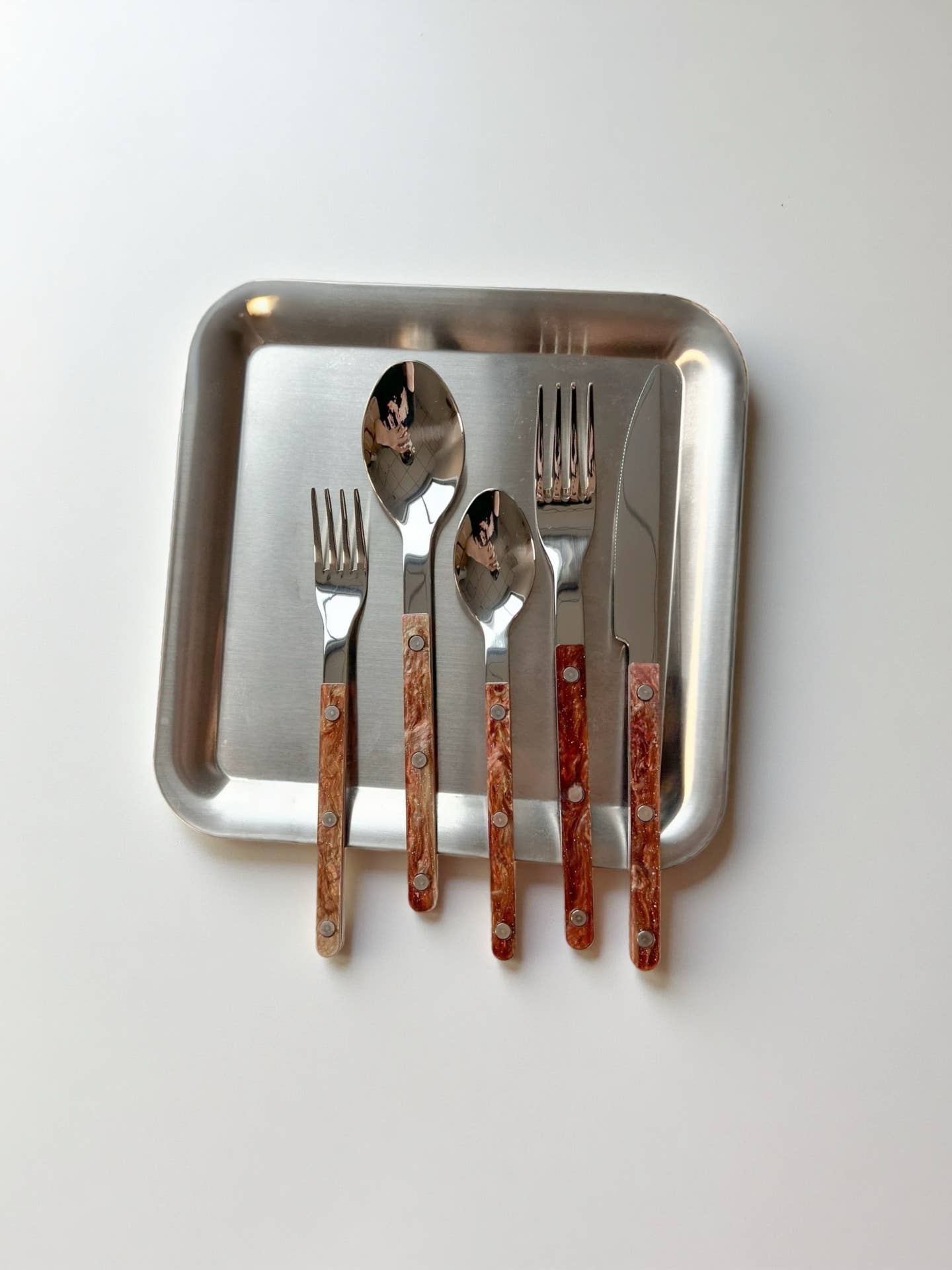 INSPECIAL HOME - Wholesale Flatware Set - Set of 10 Pcs Modern Nebula Pattern Cutlery Flatware Utensil15