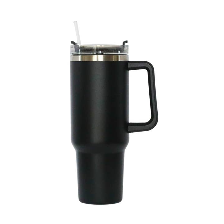 40 Oz Stainless Steel Tumbler with Handle & Straw - Black and other Purchase wholesale matte black tumbler with straw. Free returns & net 60 terms on Faire trending on Faire.