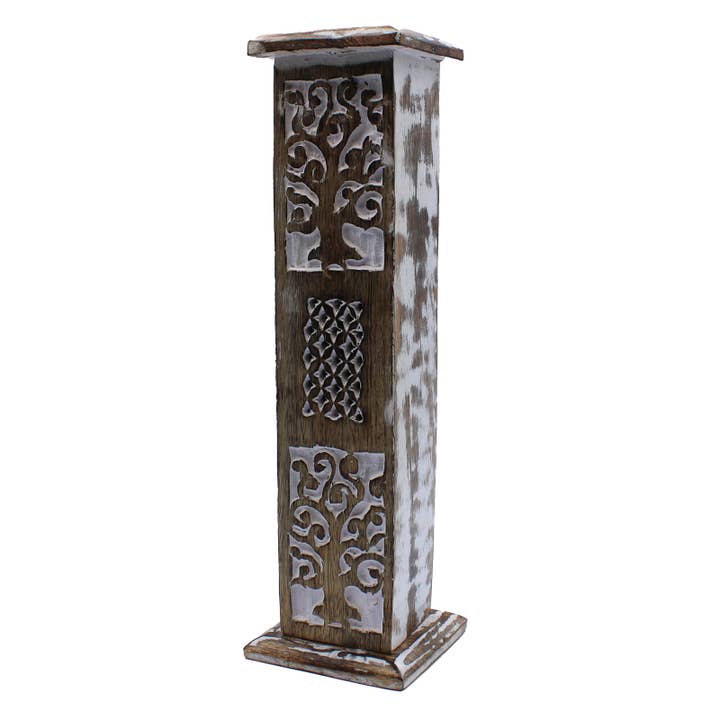 Ancient Wisdom - Wholesale Incense Holder - White Washed Incense Holder - Smoke Tower