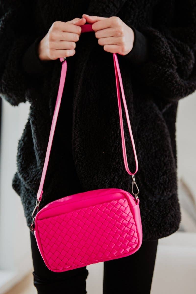 Hot Pink Woven Crossbody Bag Wholesale for wholesale on Faire3