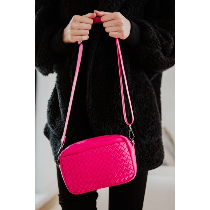 Hot Pink Woven Crossbody Bag Wholesale for wholesale on Faire3