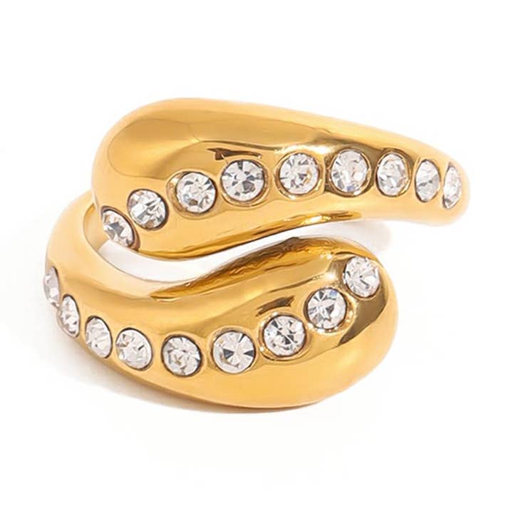 Cz Water Drop Ring Waterproof for wholesale by Savvy Bling