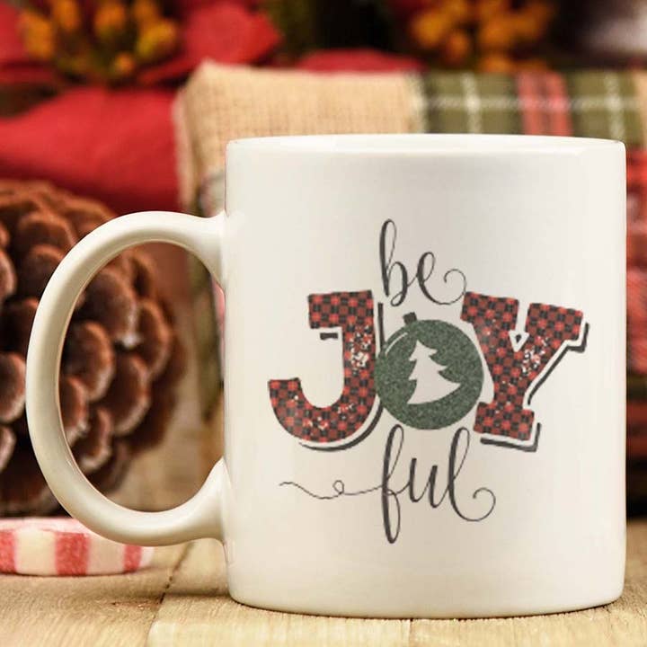 Tasse de Noël Be Joyful, tasse à café d'hiver, décoration de Noël pour la vente par Canary Road