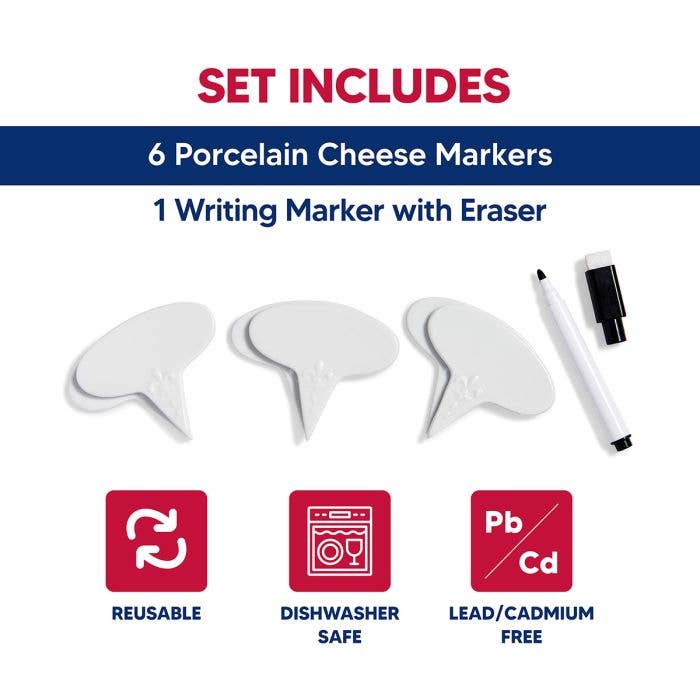 HIC - Harold Import Co. - Wholesale Kitchen Tool/Gadget - Maison Du Fromage Cheese Marker With Pen, 6-Piece Set6