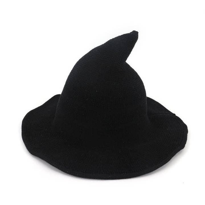 DOUBLJU - Wholesale Cloche Hat - Women's - Foldable Knit Witch Hat for Halloween with Pointed Top1