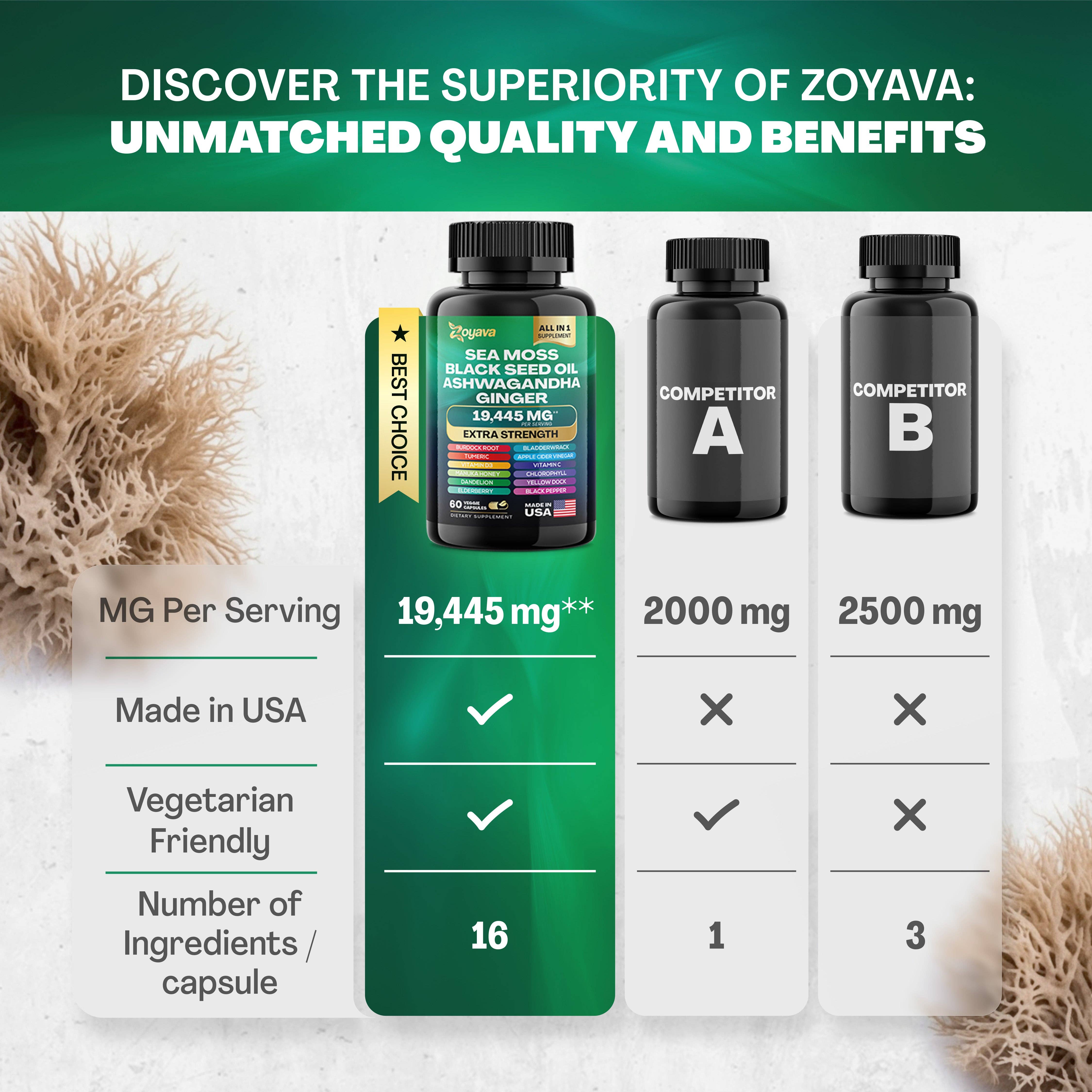 Zoyava – Großhandel Nahrungsergänzungsmittel/Vitamin zum Einnehmen – Sea Moss 16-in-1 Magic Moss Super Blend – 19.445 mg6