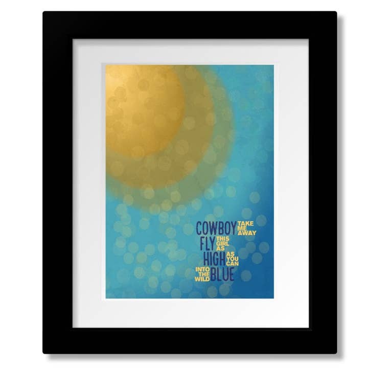 Cowboy Take me Away by the Chicks - Song Lyric Pop Music Art for wholesale by Song Lyrics Art