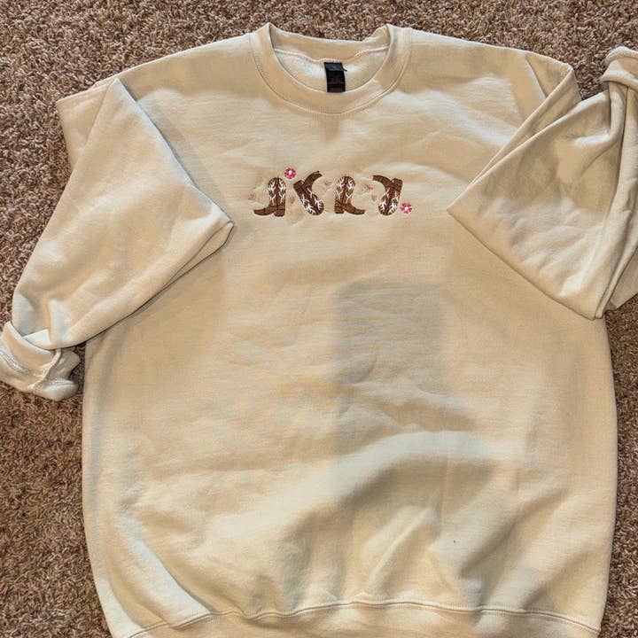 Cowgirl Boots - Embroidered Crewneck for wholesale by Stay Rooted Company