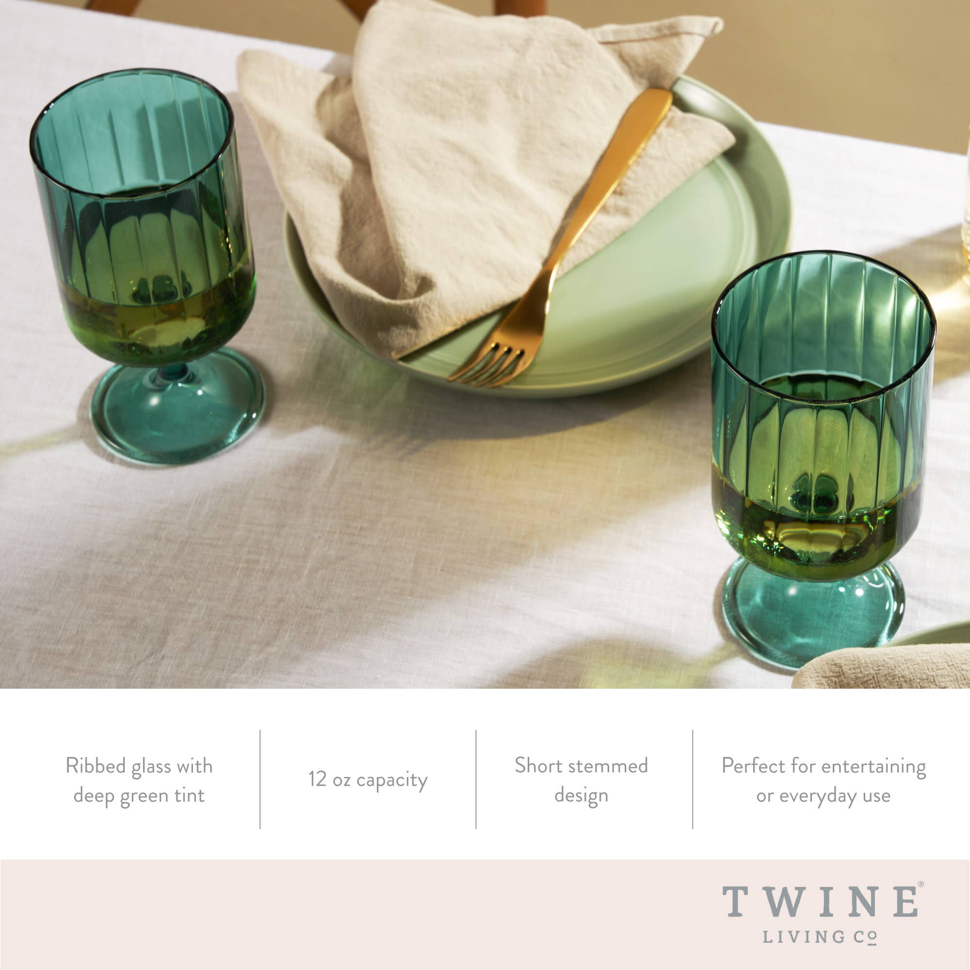 Twine - Wholesale Cocktail/Liquor Glass - Malachite Stemmed Optic Tumblers Set of 24