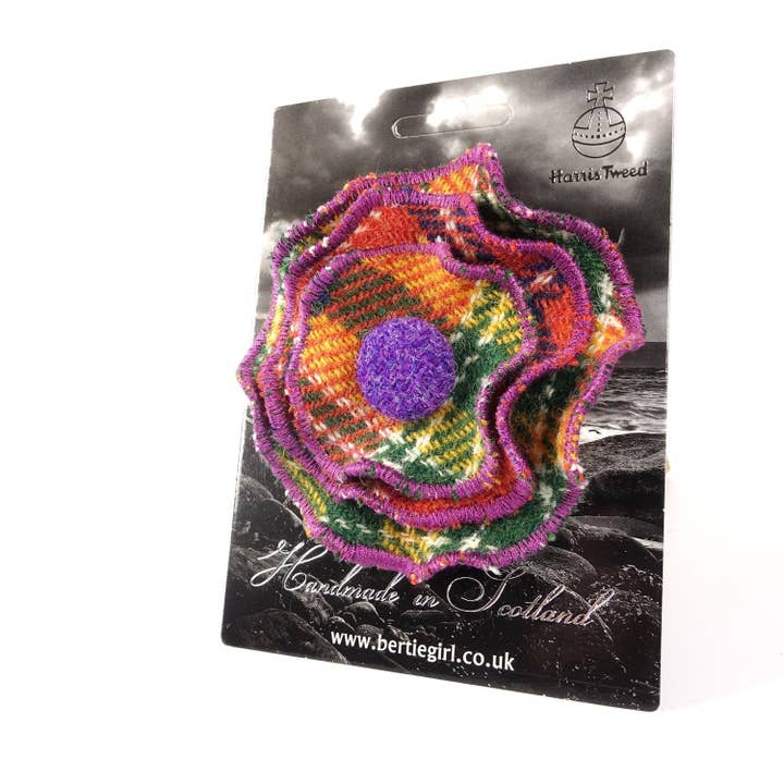 Broches de flores y rosetones - Tartán naranja - Flor para venta al por mayor de Bertie Girl