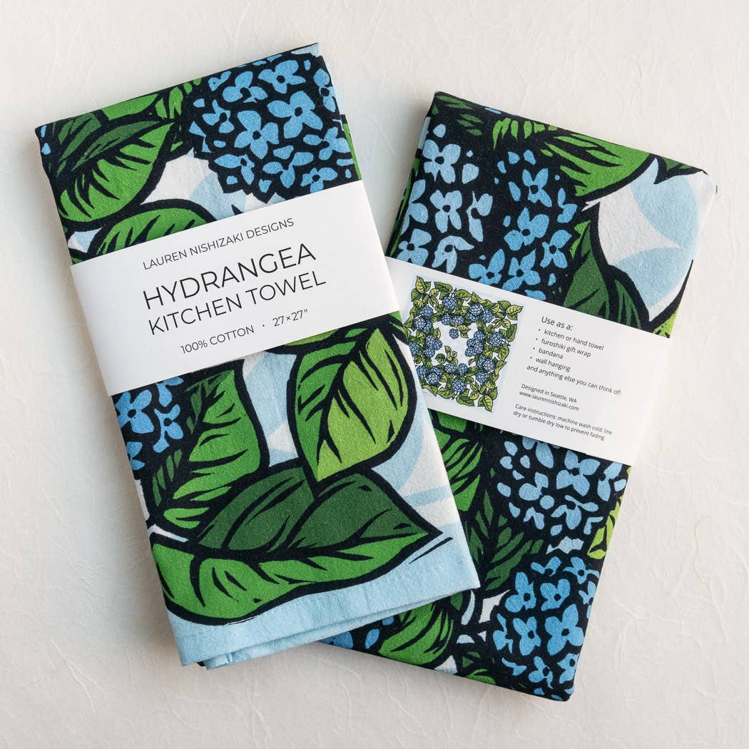 Lauren Nishizaki Designs - Wholesale Tea Towel - Hydrangea Kitchen Towel2