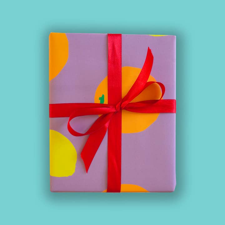 TenTa - Wholesale Wrapping Paper Roll - Modern Orange and Lemon Illustrated Wrapping Paper 3