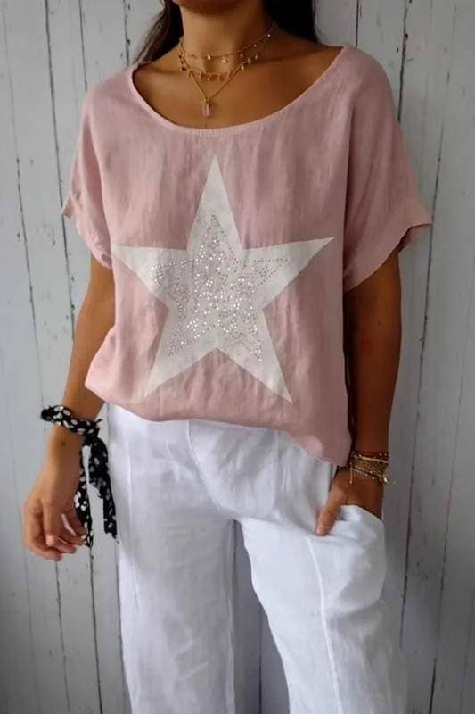Fashion Combination - Wholesale Blouse - Women's - starlight linen tee5