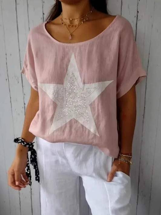 Fashion Combination - Wholesale Blouse - Women's - starlight linen tee5