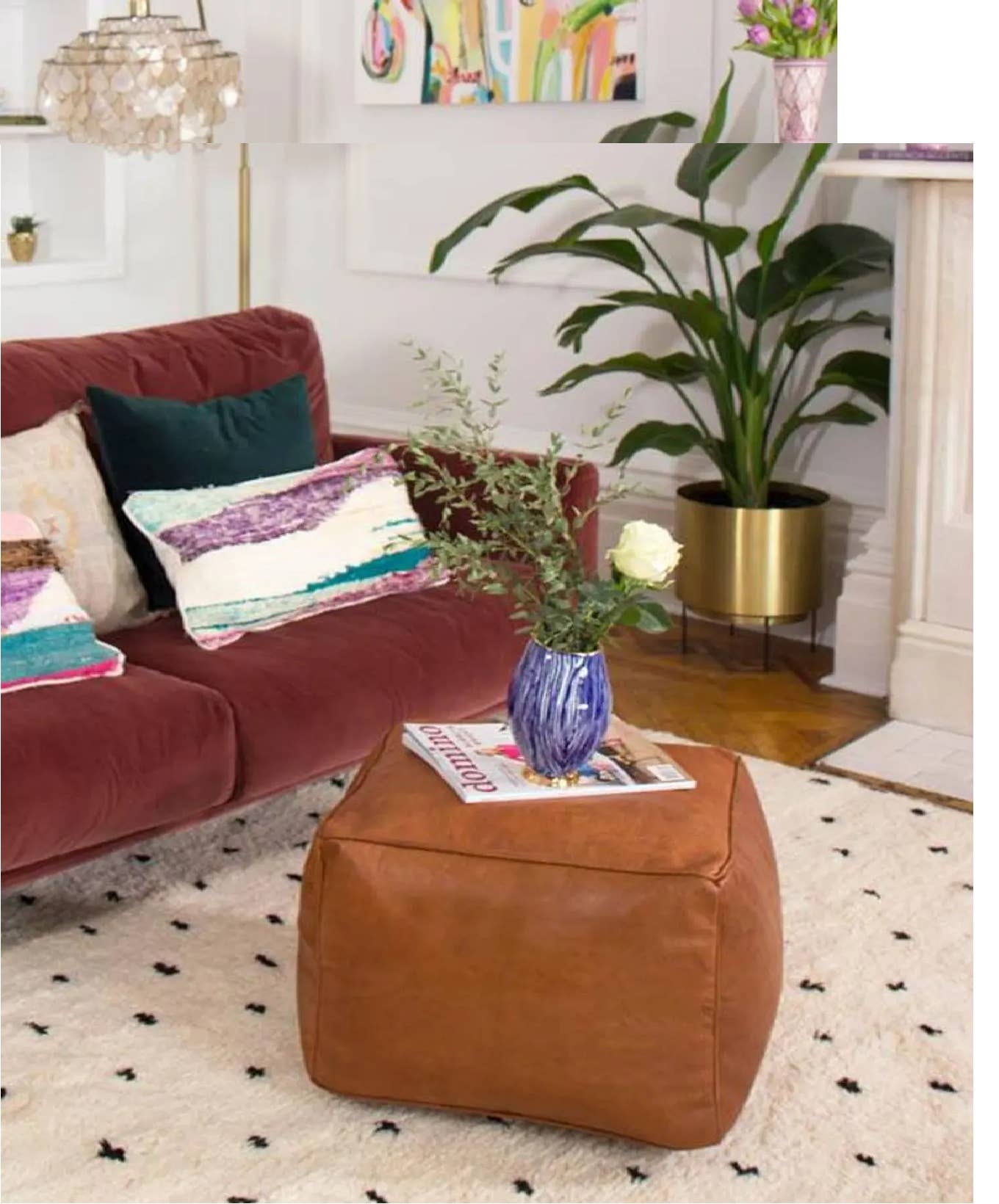 DarKech – wholesale Pouf – Amazing square Ottoman Pouffe Moroccan leather pouf 1