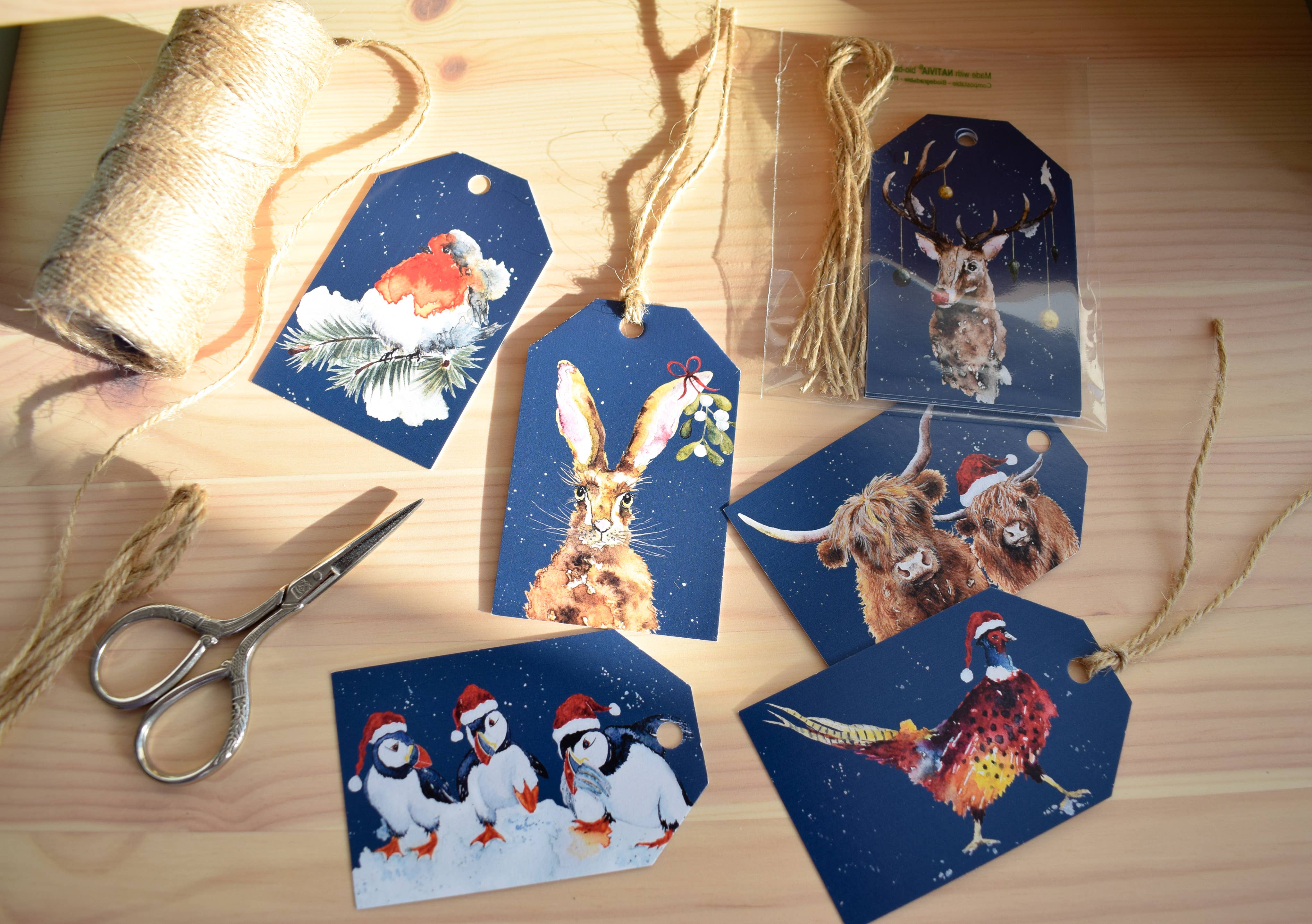 studio frewb - Wholesale Gift Tag - British Wildlife Christmas gift tags (6 tags per pack)0