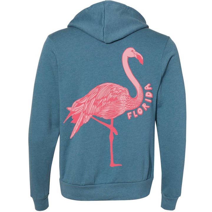 Flamingo Florida hoodie met rits voor wholesale door State Bliss