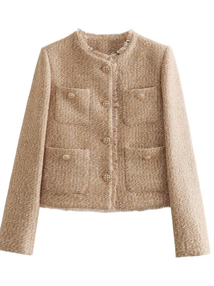 Rosa Clothing - Wholesale Jacket - Women's - Elegant Vintage Pocket Cropped Jacket