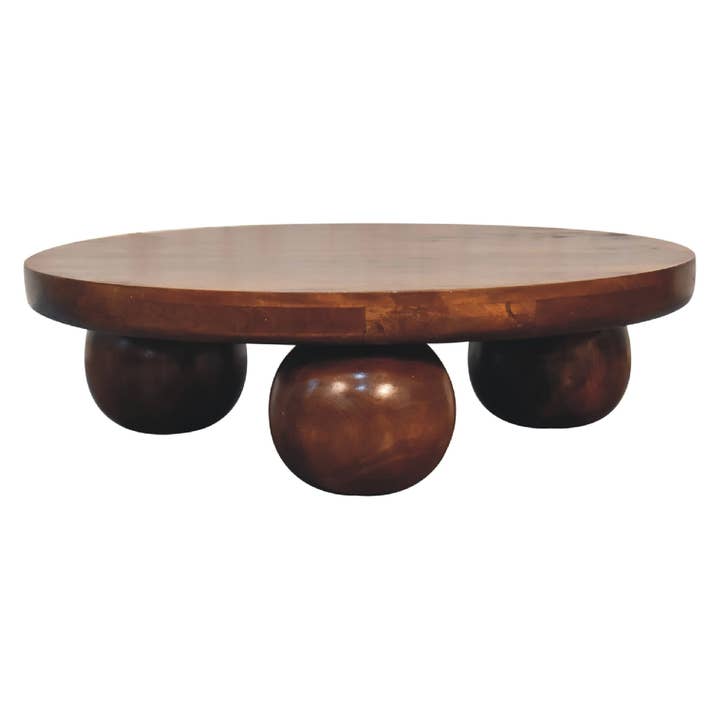 Table ronde centrale en bois massif de mangue finition marron Artisan Furniture Germany pour la vente par Artisan Furniture Germany