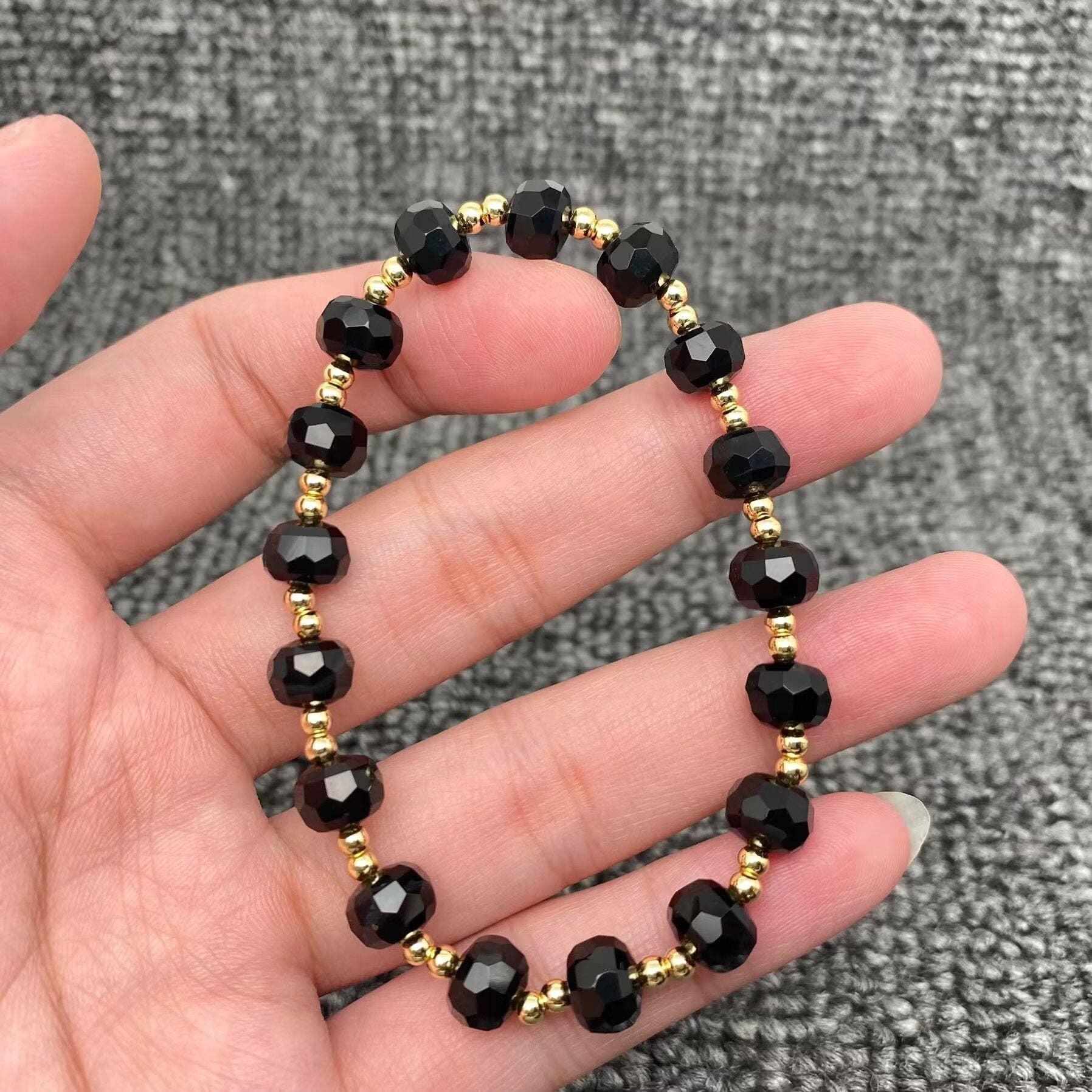 Mio Queena - Wholesale Beaded Bracelet - Natural Stone & 18K Gold Plated Copper Beaded Bracelet - CS6