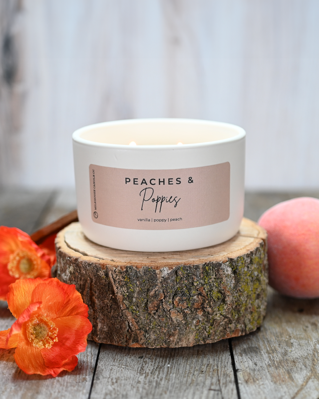Milkhouse Candle Company - Wholesale Jar/Filled Candle - Peaches & Poppies | 10 oz Signature Statement Candle4