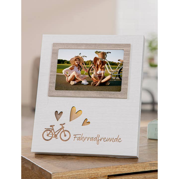 Photo frame (LED) rectangular bicycle love white H. 25 cm, PU 4 for wholesale on Faire1