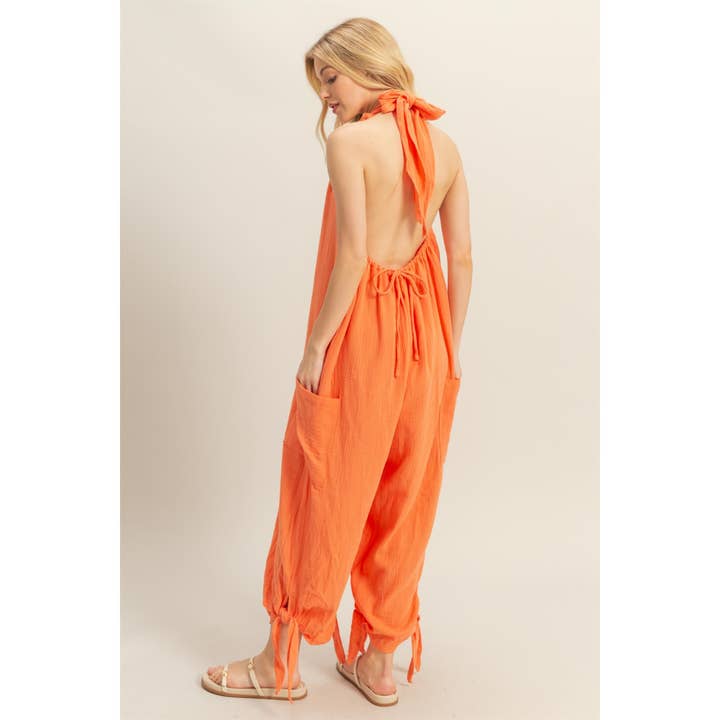 HYFVE - Wholesale Jumpsuit - Women's - HF25C835-Halter Neck Double Gauze Jumpsuit