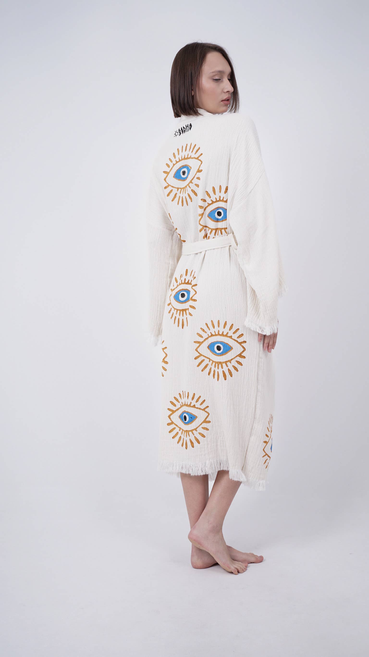 Bodho - Wholesale Kimono - Dames - Handgemaakte Boho Festival Kimono met Boze Oog, Boho Strandkleding3