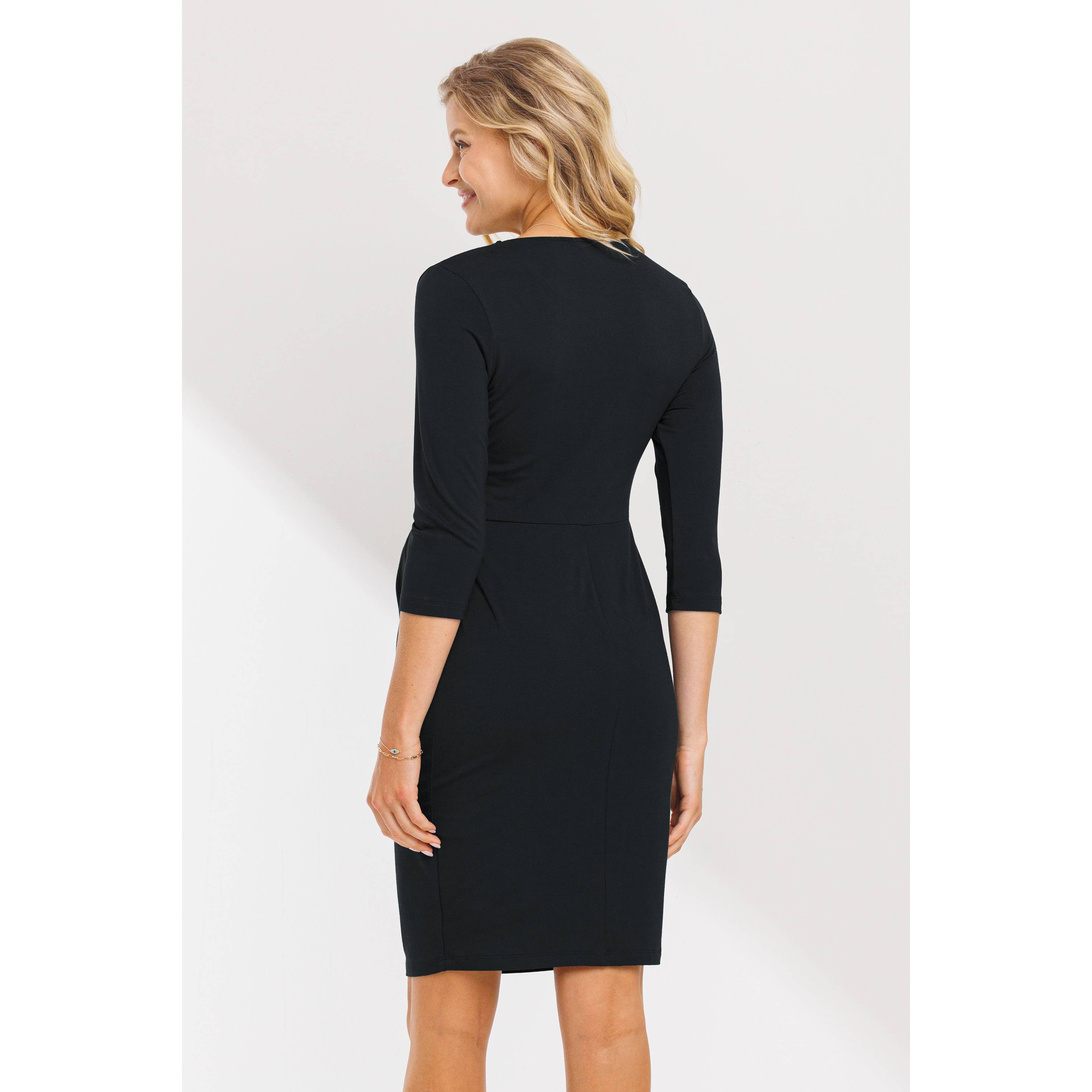 Hello Miz - Wholesale Dress - Maternity - Pleated Quarter Sleeve Maternity Solid Dress3