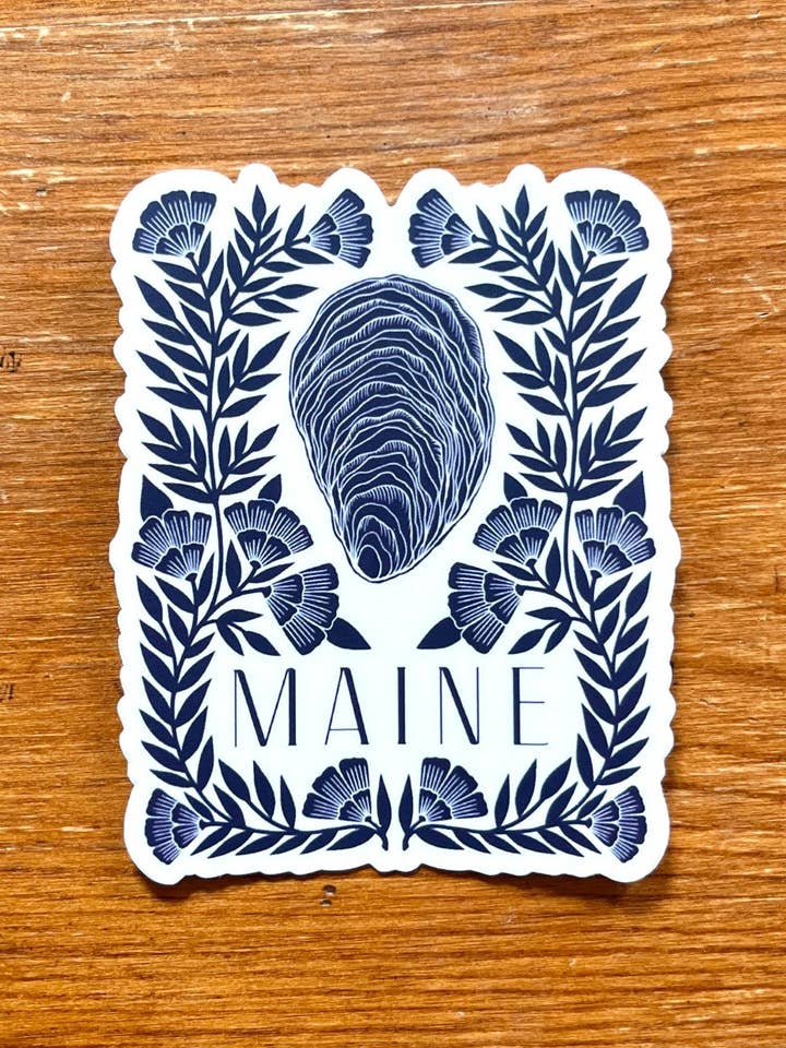 Maine Oyster Sticker for wholesale by Katharine Watson