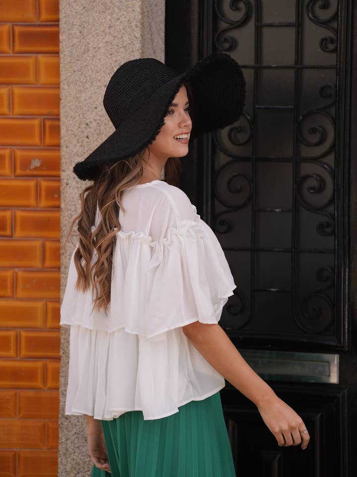 Blouse met ruches voor wholesale door BOHOME