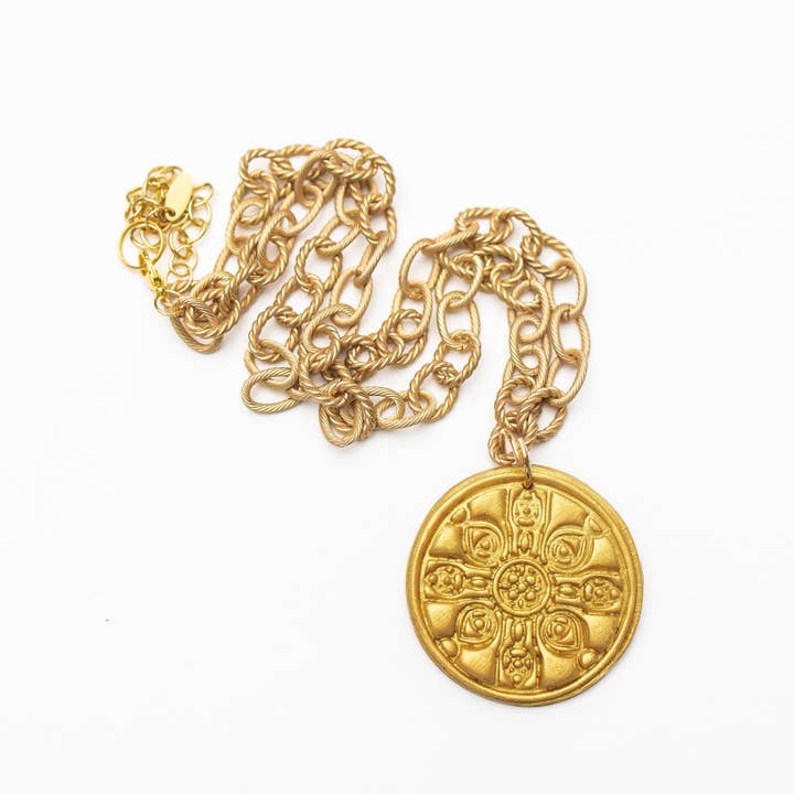 32" Gold Cable Chain with Holly Cross for wholesale by Hidden Truth Jewelry