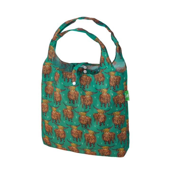 Eco Chic - Wholesale Grocery/Shopping Bag - Eco Chic Lightweight Foldable Shopping Bag Highland Cow