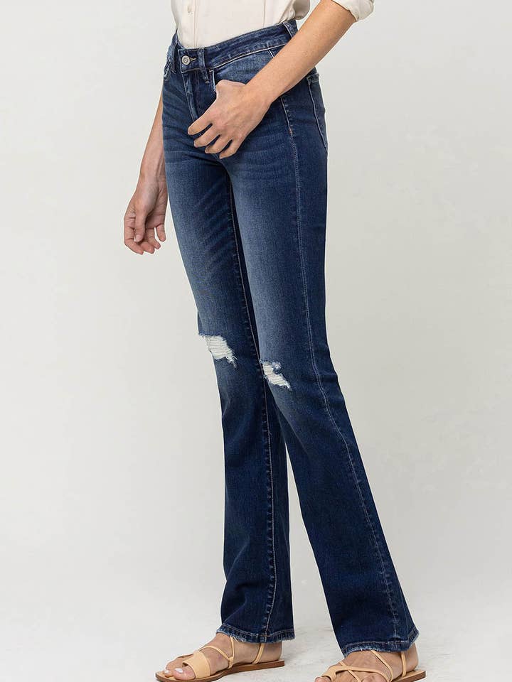 RUMBA MID RISE DISTRESSED BOOTCUT JEANS Y3393 for wholesale on Faire