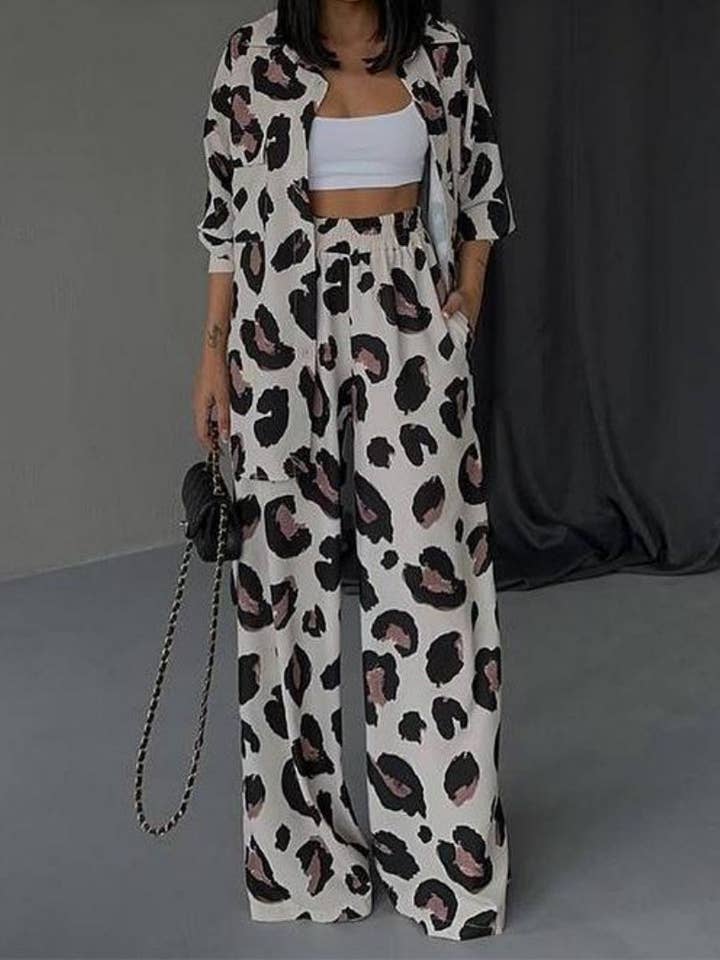 safistyle - Wholesale Top & Pant Set (NOT Loungewear) - Women's - Two-Piece Animal Print Shirt and Pants Set1