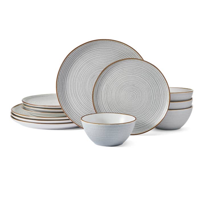 Grey Pfaltzgraff Rowan Gray 12PC DW Brown Box Pkg for wholesale on Faire