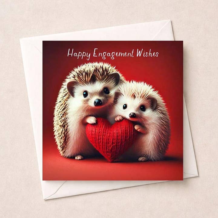 Engagement Card - Hedgehogs With A Heart for wholesale by Hammond Gower Publications Ltd
