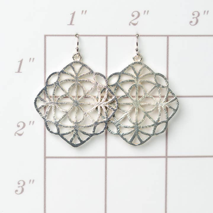 Anne Vaughan Designs Jewelry - Wholesale Dangle Earrings - Brushed Silver Geometric Statement Earrings