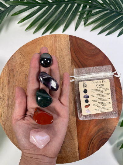 CaNatureLover - Vendita all'ingrosso Pietra/cristallo spirituale - Set cristalli VIRGO, set di 5 cristalli ZODIAC HOROSCO8