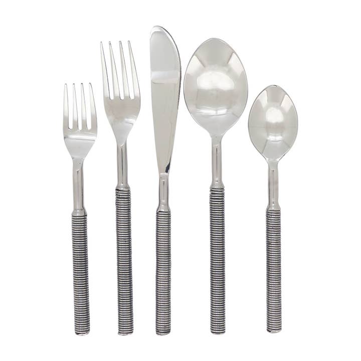 Sleek Ribbed Flatware (Set of 5) for wholesale by Saro Lifestyle