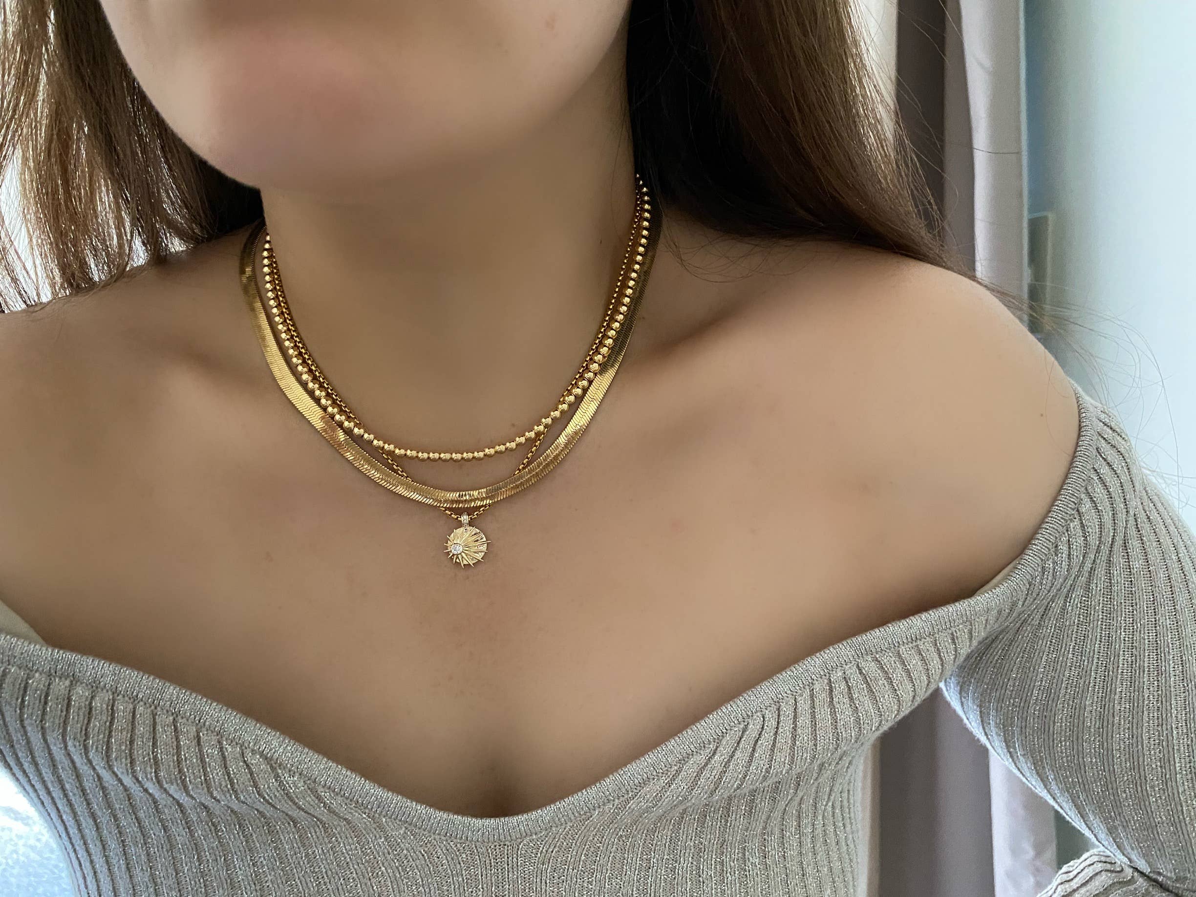 Amady Jewelry – Großhandel Kette mit Anhänger/Charm – Sonnenaufgang Zirkonia vergoldete Halskette Silber Ombre15