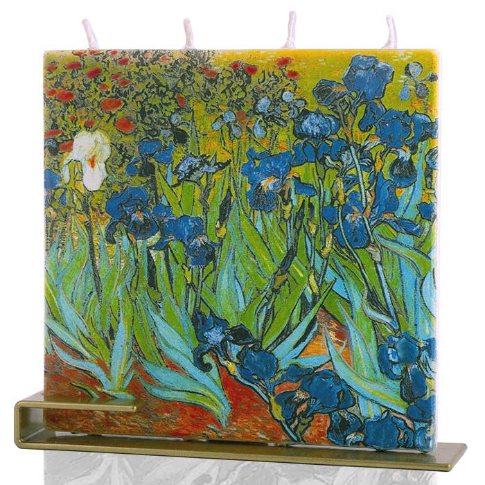 Flatyz Candles - Wholesale Novelty Candle - Flat Hand-Crafted 6" Square Candle - Vincent van Gogh Irises1
