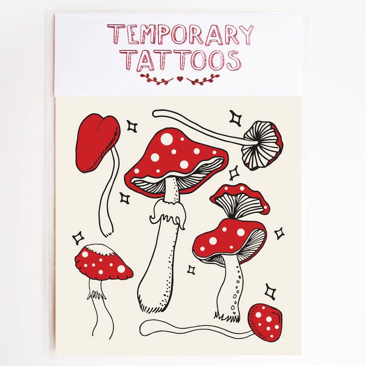 Missy Minzy - Wholesale Temporary Tattoo - Kids - Quirky Mushrooms Temporary Tattoos